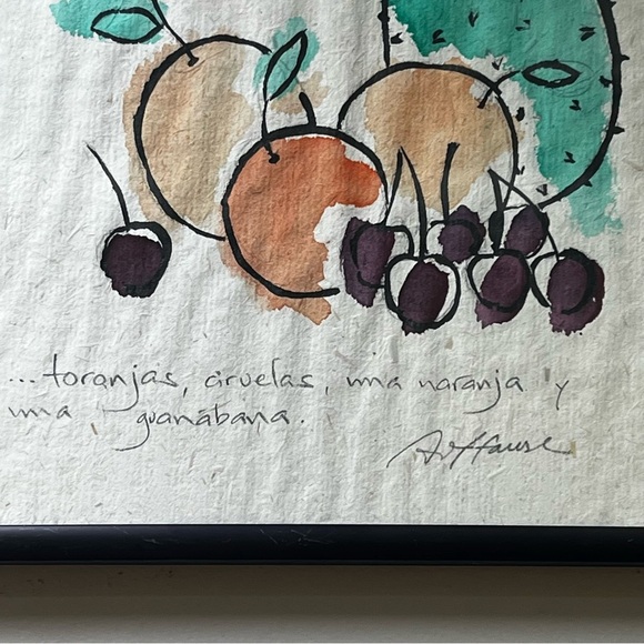 Vintage Watercolour Hand painted Fruits Framed - Picture 3 of 5